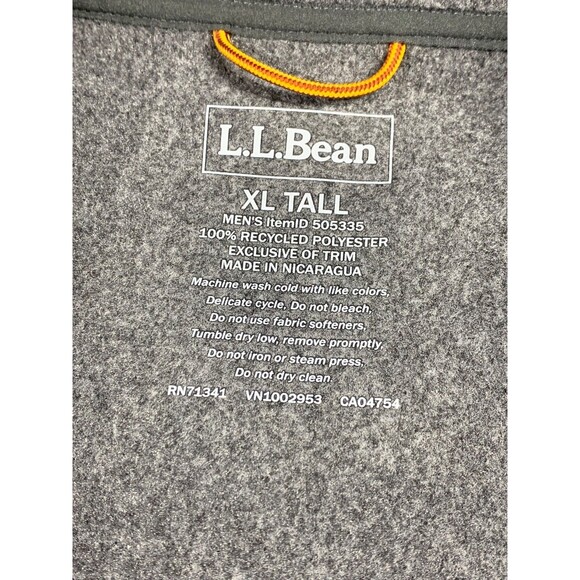 LL Bean Vest Mens Mountain Classic Fleece  XL Tall Gray Full Zip Outdoor - Picture 2 of 8